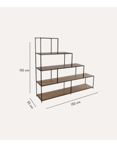 Estantería Escalonada de 4 Baldas de Madera