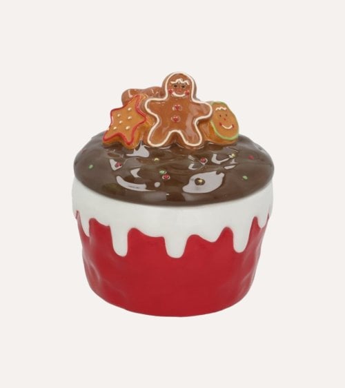 Tarro para Galletas de Cupcake Navideño de Cerámica