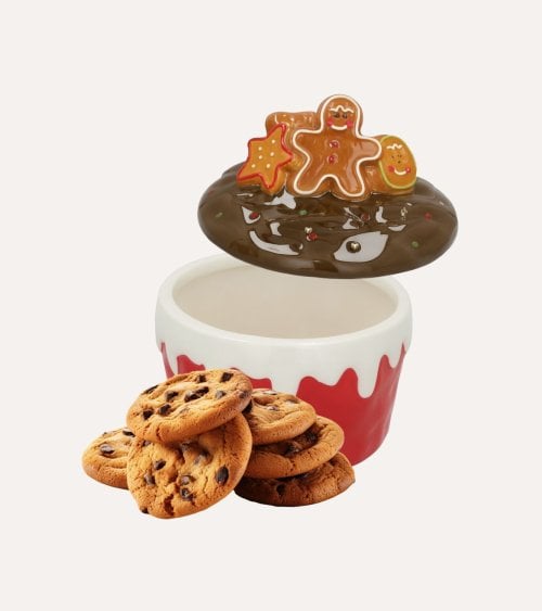 Tarro para Galletas de Cupcake Navideño de Cerámica