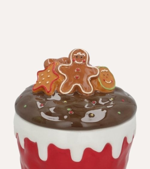 Tarro para Galletas de Cupcake Navideño de Cerámica