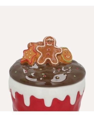 Tarro para Galletas de Cupcake Navideño de Cerámica