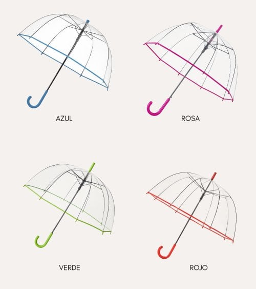 Paraguas Transparente de Plástico y Metal