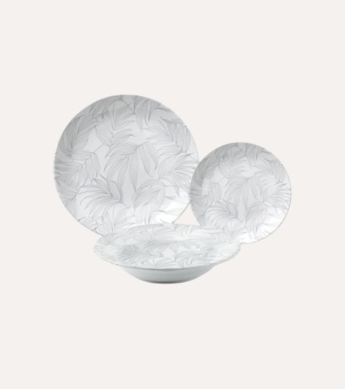Vajilla de 18 Piezas de Hojas de Porcelana