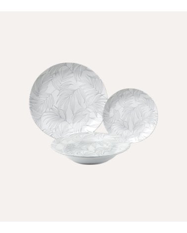 Vajilla de 18 Piezas de Hojas de Porcelana
