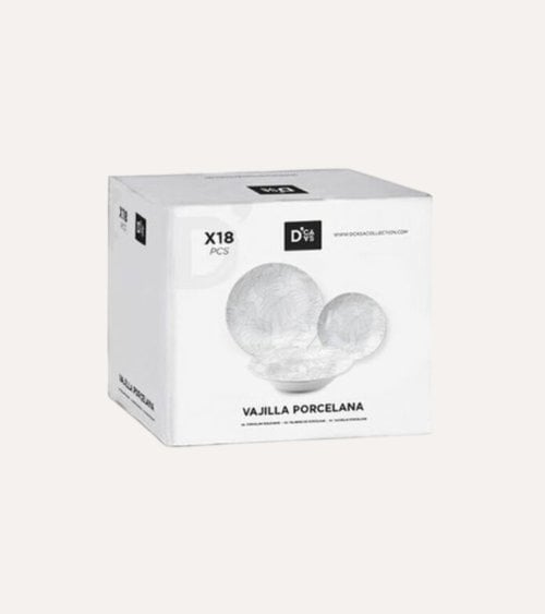 Vajilla de 18 Piezas de Hojas de Porcelana