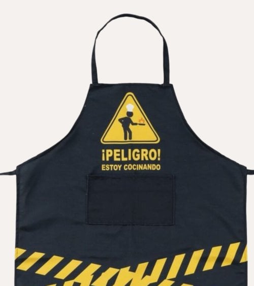 Delantal de Cocina con Señal de Peligro
