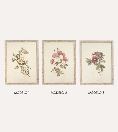 Cuadro Lienzo de Ramo de Flores Antiguas de Madera