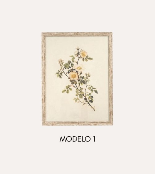 Cuadro Lienzo de Ramo de Flores Antiguas de Madera