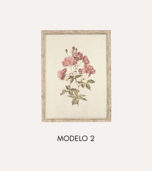 Cuadro Lienzo de Ramo de Flores Antiguas de Madera