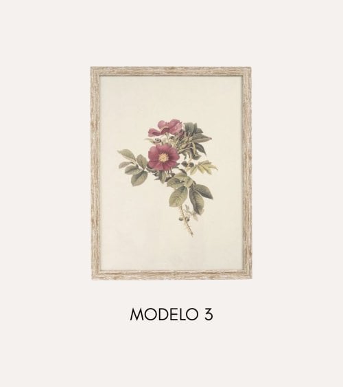 Cuadro Lienzo de Ramo de Flores Antiguas de Madera