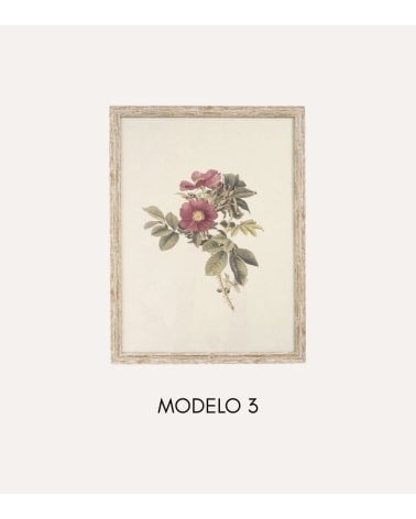 Cuadro Lienzo de Ramo de Flores Antiguas de Madera