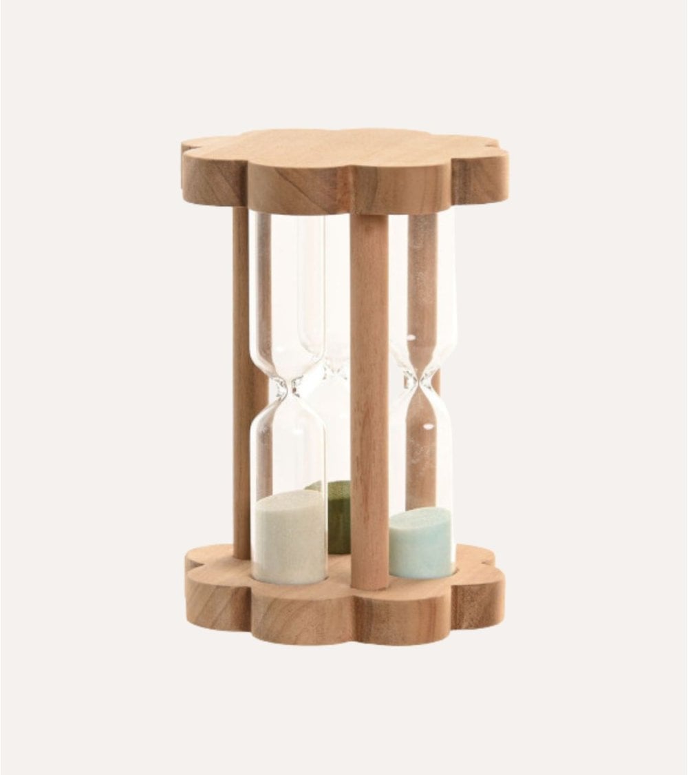 Reloj de Arena Flor de Madera y Cristal