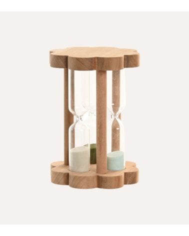 Reloj de Arena Flor de Madera y Cristal