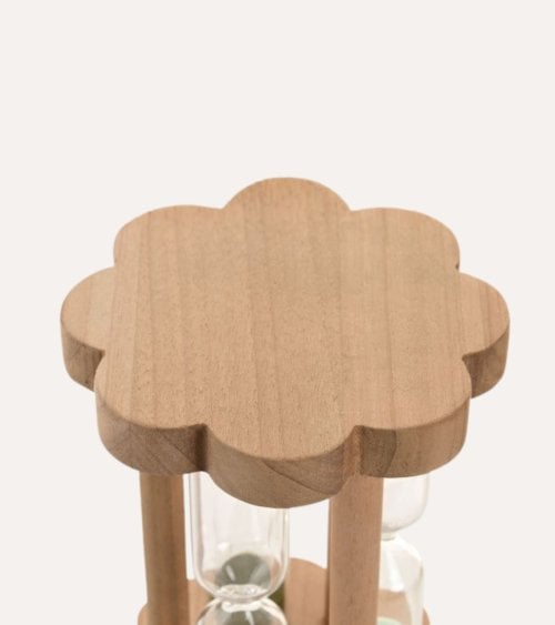 Reloj de Arena Flor de Madera y Cristal