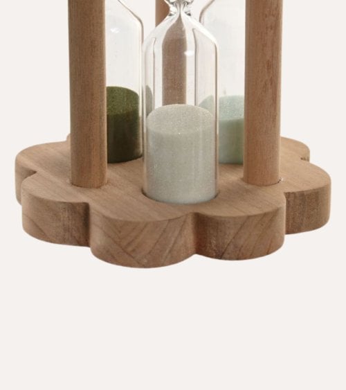 Reloj de Arena Flor de Madera y Cristal