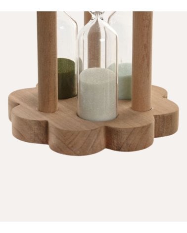 Reloj de Arena Flor de Madera y Cristal
