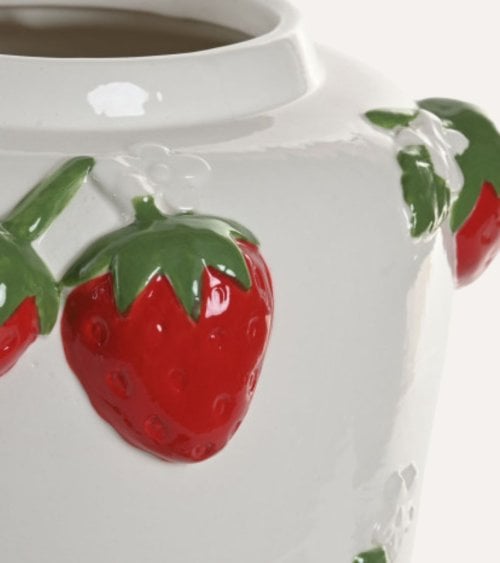 Jarrón Fresas y Flores de Cerámica