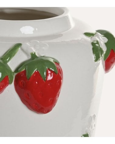 Jarrón Fresas y Flores de Cerámica