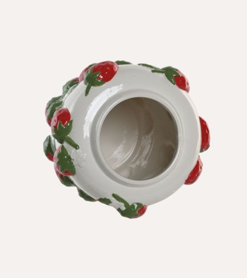 Jarrón Fresas y Flores de Cerámica