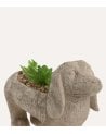 Figura Decorativa Perro Salchicha con Planta de Resina