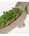 Figura Decorativa Perro Salchicha con Planta de Resina