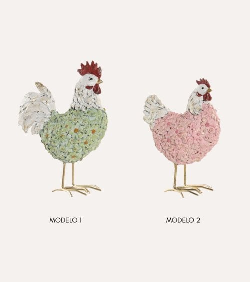 Gallinaceo Decorativo de Flores de Resina