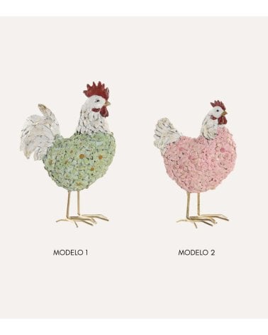 Gallinaceo Decorativo de Flores de Resina