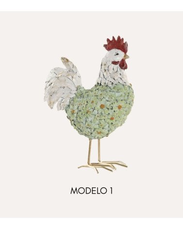 Gallinaceo Decorativo de Flores de Resina