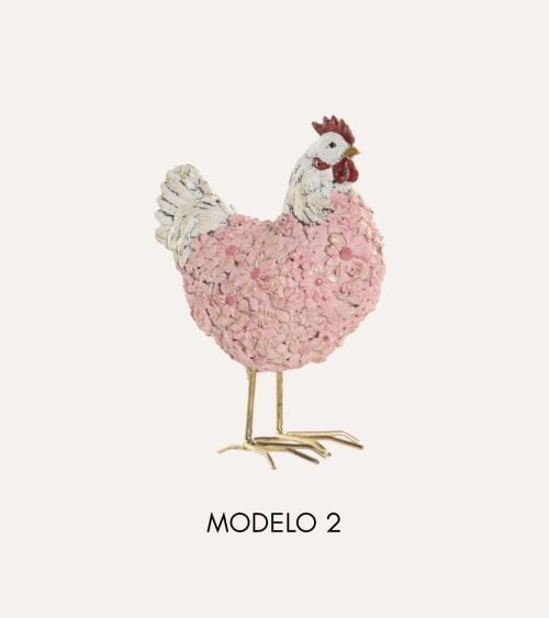 Gallinaceo Decorativo de Flores de Resina