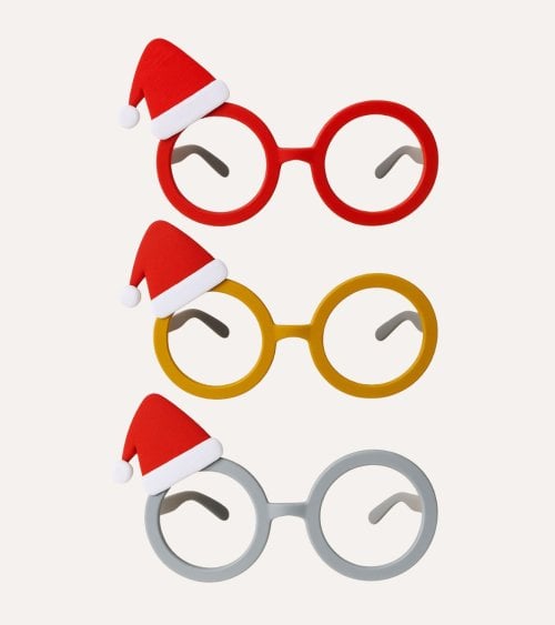 Gafas Festivas con Gorro Navideño de Plástico