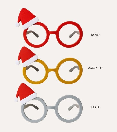 Gafas Festivas con Gorro Navideño de Plástico