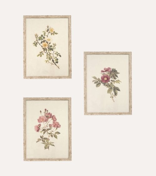 Cuadro Lienzo de Ramo de Flores Antiguas de Madera