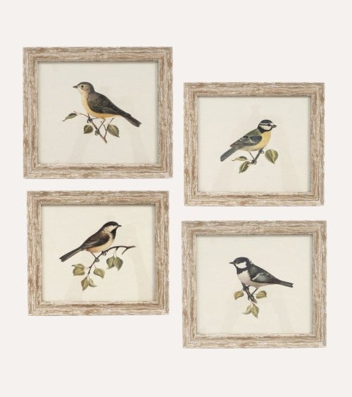 Cuadro Lienzo de Pájaro Antiguo de Madera