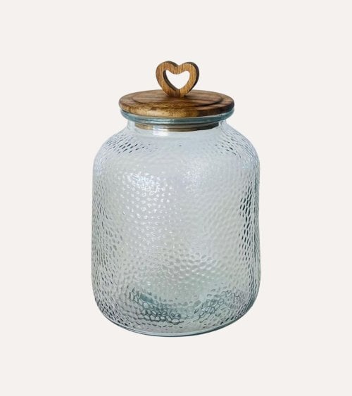 Bote Corazón de Cristal y Madera de Acacia