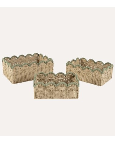 Cesta Bicolor de Papel Tejido
