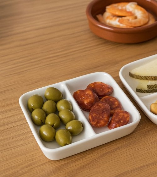 Plato de Aperitivos Lattice con 2 Compartimientos