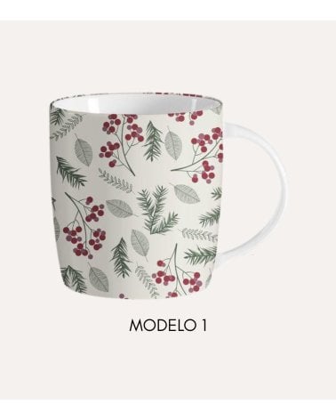 Taza Mug Flores Navideñas de Cerámica