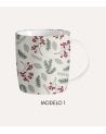 Taza Mug Flores Navideñas de Cerámica