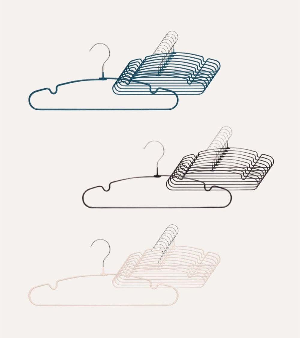 Set de 10 Perchas Redondeadas de Metal