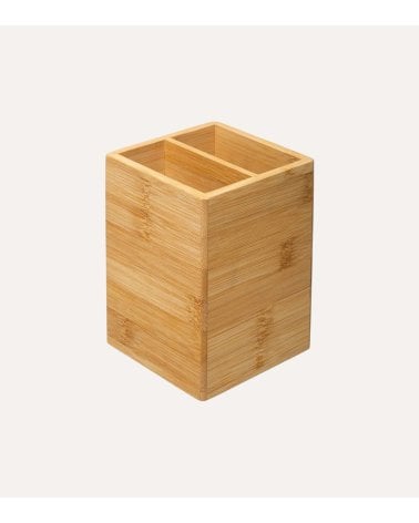 Portautensilios con 2 Compartimientos de Bambú