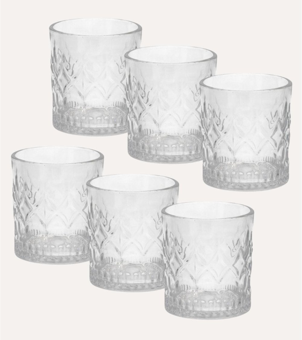 Set de 6 Vasos Luna de Cristal Tallado