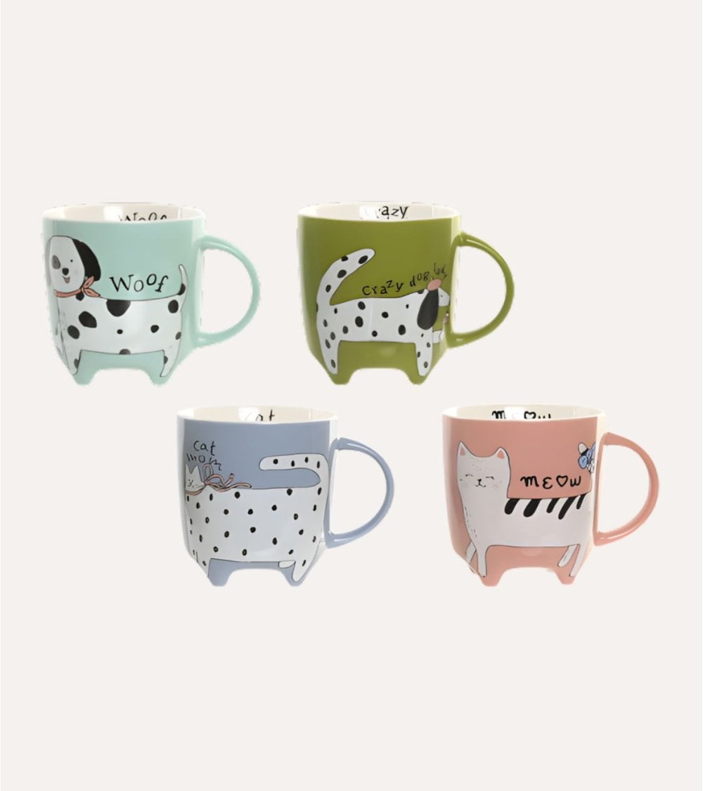 Taza Mug Caricatura de Mascotas de Porcelana