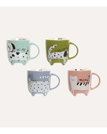 Taza Mug Caricatura de Mascotas de Porcelana