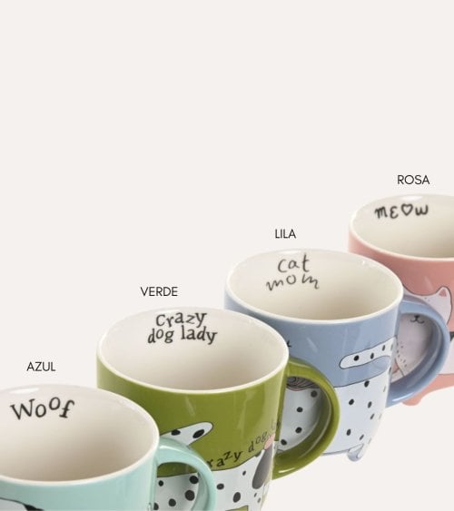 Taza Mug Caricatura de Mascotas de Porcelana