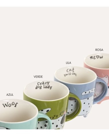 Taza Mug Caricatura de Mascotas de Porcelana