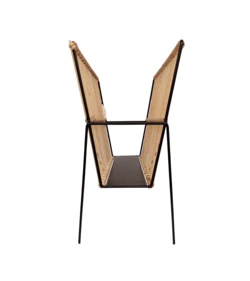 Revistero de Ratán y Metal con Cuatro Patas-2