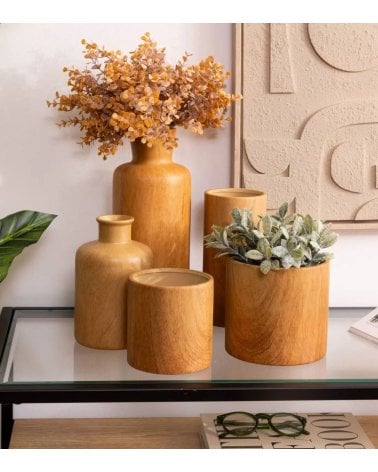 Jarrón Soa Efecto Madera de Cerámica