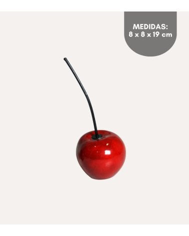 Figura Decorativa de Cereza Brillante de Cerámica