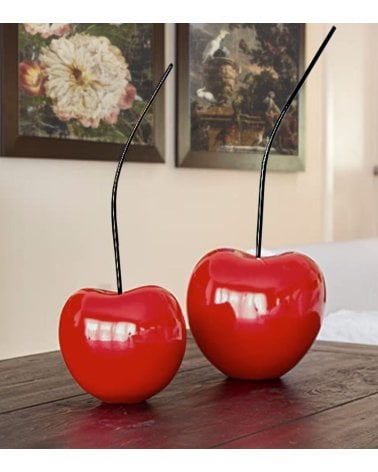Figura Decorativa de Cereza Brillante de Cerámica