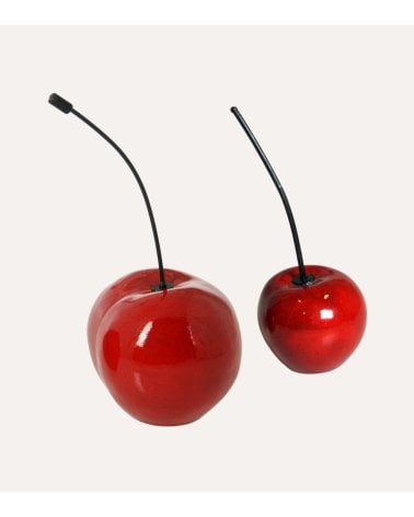 Figura Decorativa de Cereza Brillante de Cerámica